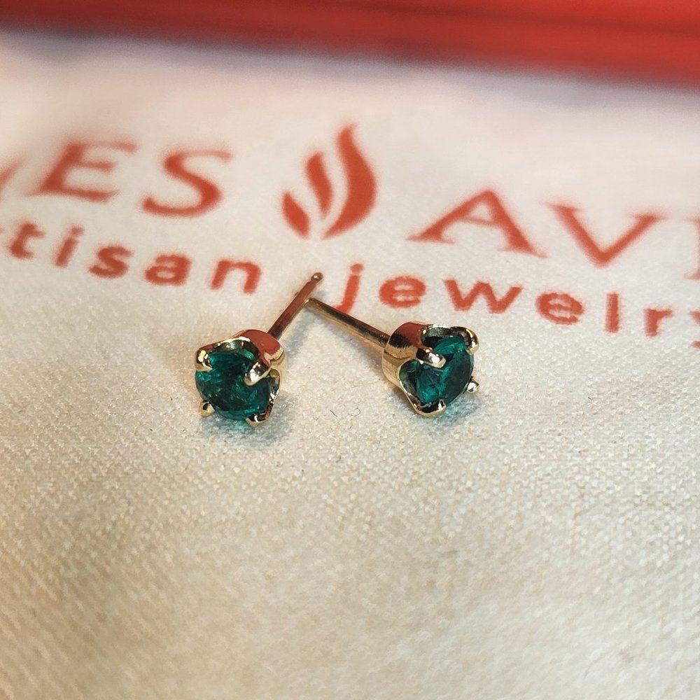 Lab created Emerald James Avery earrings in gold